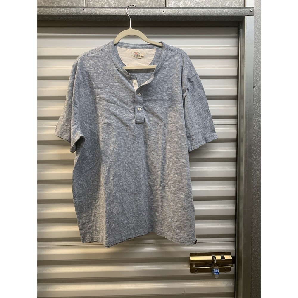 Faherty Henley Shirt Mens Heather Blue Short Sleeve Soft 2XL